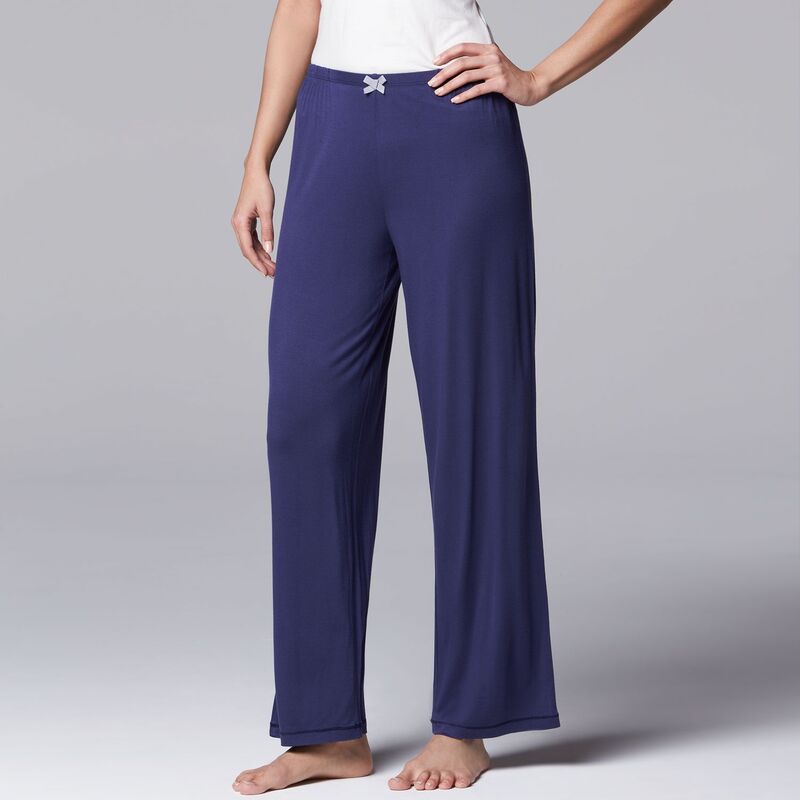 ヴェラウォン レディース アンダーウェア ナイトウェア パンツ Women'simply Vera Wang Basic Solid Luxury Pajama Pants Navy ネイビー