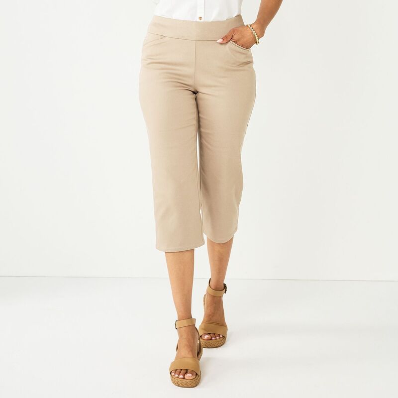 クロフト＆バロー レディース ボトムス カジュアルパンツ キャップ Women's Croft & Barrow Effortlesstretch Capri Pants Odell Beige ベージュ｜ReVida 店