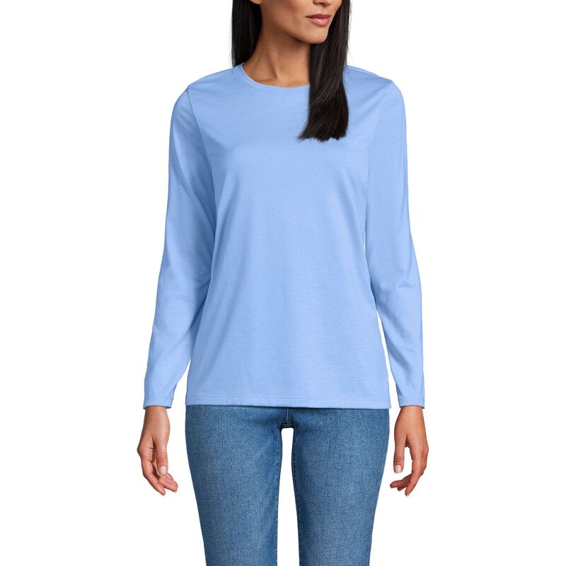 ランズエンド レディース トップス Tシャツ クルーネック コットン Women's Lands' End Relaxed-Fit Supima Long Sleeve Cotton Crewneck Tee Clear Blue Sky ブルー