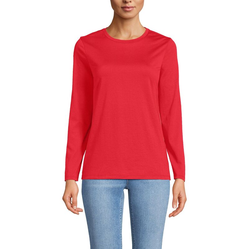 ランズエンド レディース トップス Tシャツ クルーネック コットン Women's Lands' End Relaxed-Fit Supima Long Sleeve Cotton Crewneck Tee Compass Red レッド 11,235円
