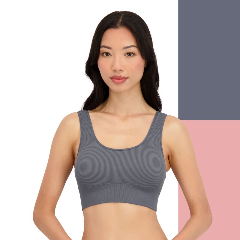 エスオー レディース アンダーウェア ブラジャー リブ Juniors' SO Seamless Wireless Ribbed Bralette 2-Pack SO51-027P2 Gray Rose グレー