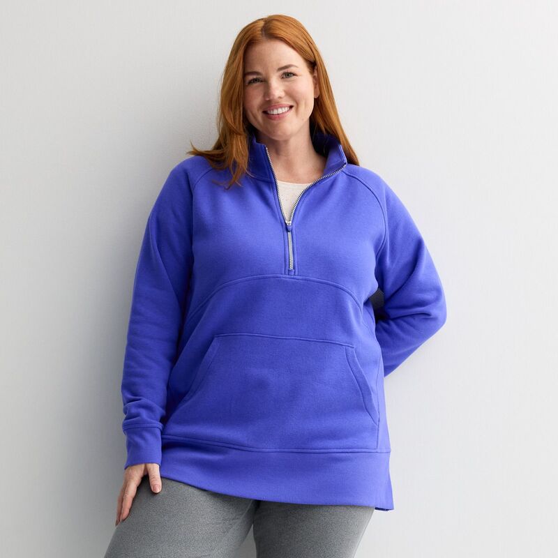 Tek Gear レディース トップス Tシャツ プラスサイズ フリース Plusize Tek Gear Ultrasoft Fleece Quarter-Zip Tunic Skylar Violet バイオレット