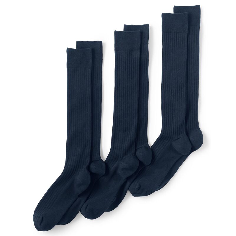 ランズエンド メンズ アンダーウェア 靴下 Men's Lands' End Seamless Toe 3-Pack Dressocks Radiant Navy ネイビー
