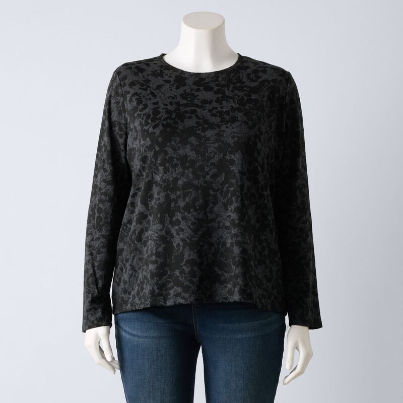 ヴェラウォン レディース トップス Tシャツ プラスサイズ Plusize Simply Vera Wang Long Sleeve Scoopneck Tee Dark Orbit Heather ヘザー
