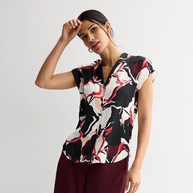 ナインウェスト レディース トップス シャツ Women's Nine West Short Sleeveasy Lapel Shirt Pink Modern Poppy ピンク