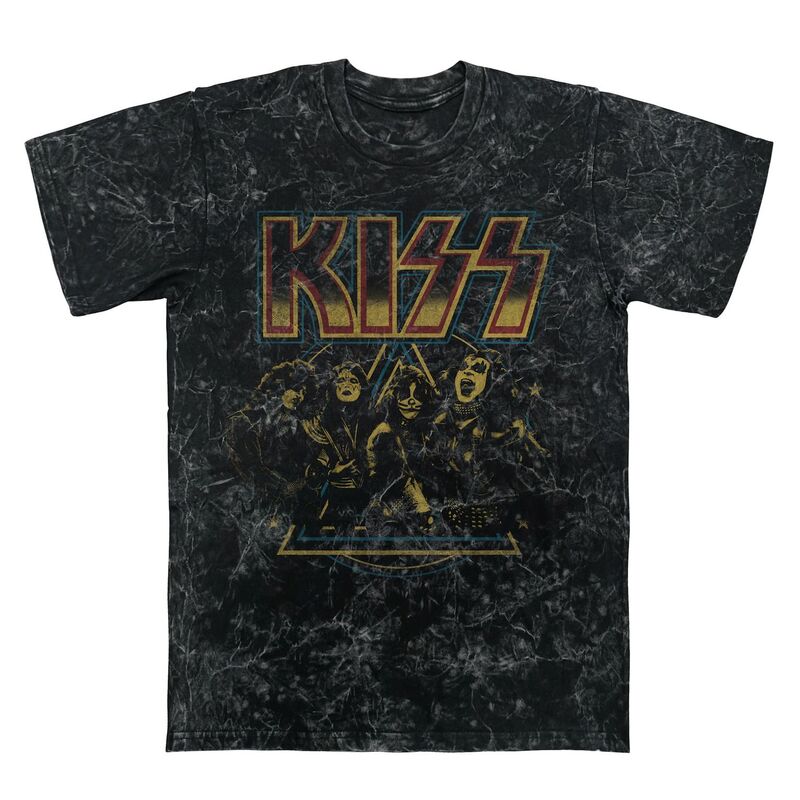 アニメキャラクター メンズ トップス Tシャツ ヴィンテージ グラフィック Licensed Character Men's Kiss Vintage Graphic Tee Black Mineral Wash ブラック