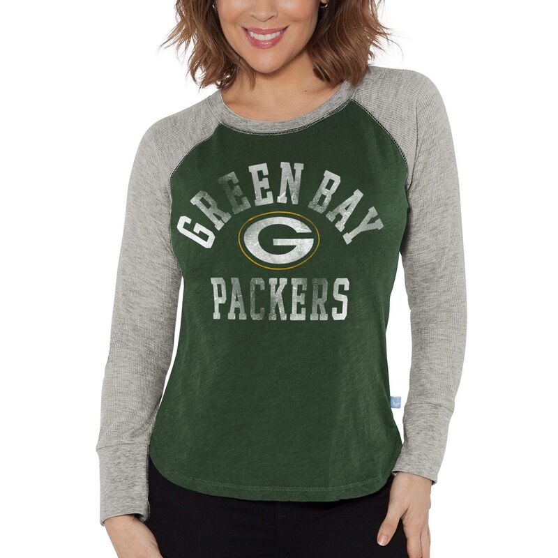 G-III レディース トップス Tシャツ ニット Women's G-III 4Her by Carl Banks Green/Heather Gray Green Bay Packers Waffle Knit Raglan Long Sleeve T-Shirt Pkr Green グリーン