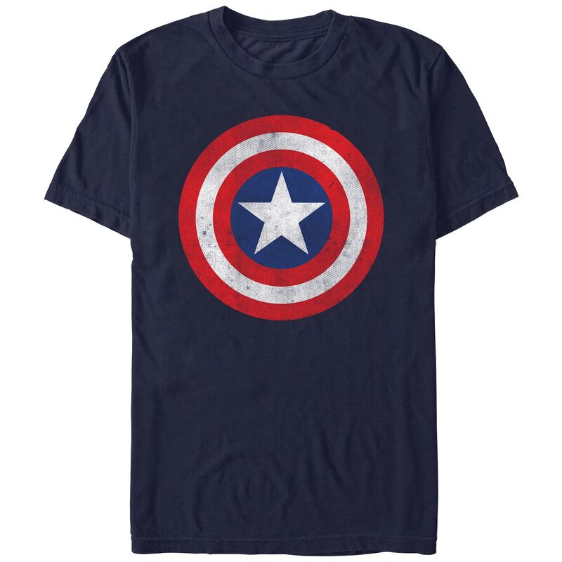 アニメキャラクター メンズ トップス Tシャツ キャップ グラフィック Licensed Character Men's Comfort Colors Captain America Distressed Shield Graphic Tee Navy ネイビー
