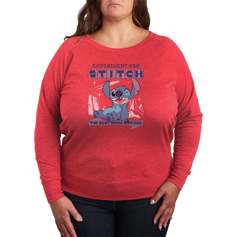 ディズニー レディース トップス Tシャツ プラスサイズ パイル Plusize Disney's Lilo & Stitch Too Busy Doing Nothing French Terry Long Sleeve Tee Heathered ヘザー