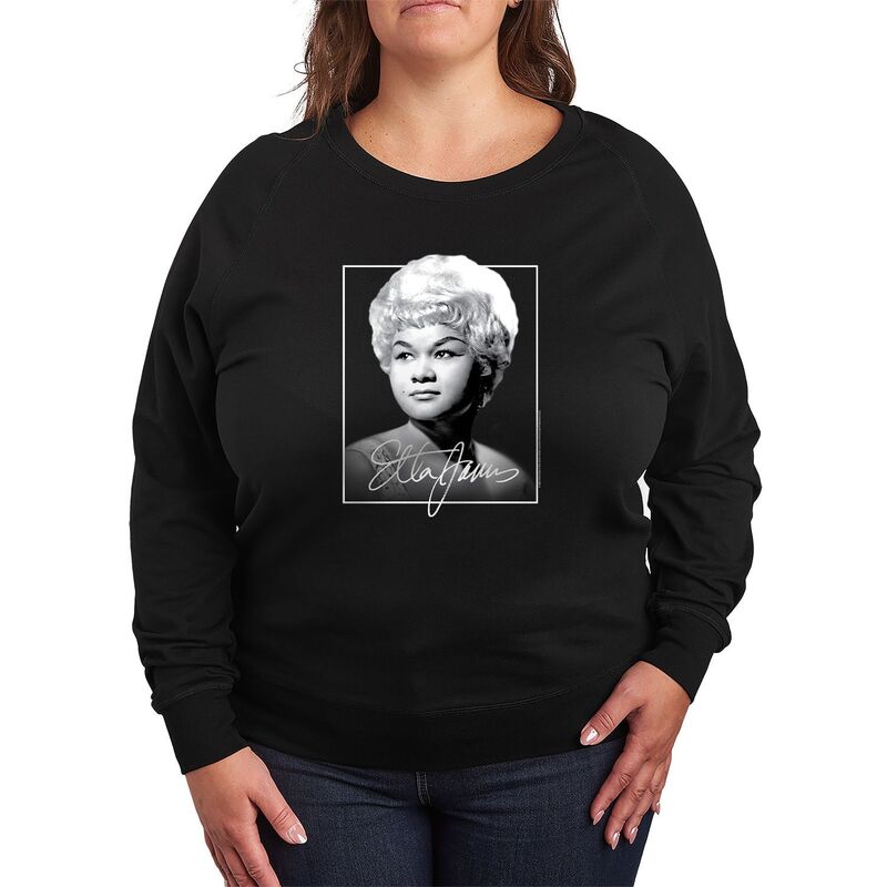 アニメキャラクター レディース トップス Tシャツ プラスサイズ パイル Licensed Character Plusizetta James French Terry Long Sleeve Tee Black ブラック