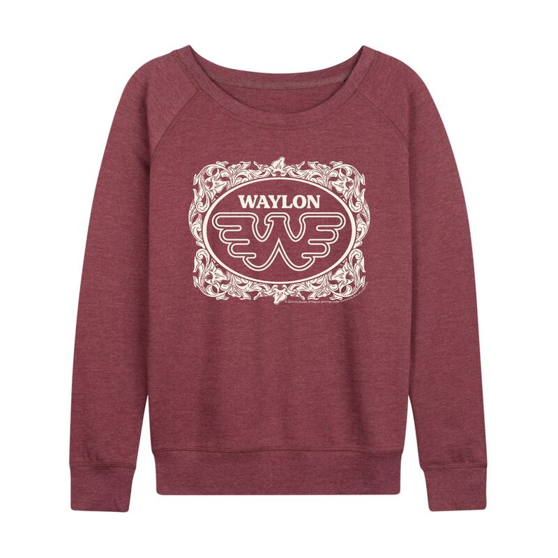 アニメキャラクター レディース トップス Tシャツ フラワー柄 パイル フラワー Licensed Character Women's Waylon Jennings Floral French Terry Long Sleeve Tee Heather Maroon ヘザー