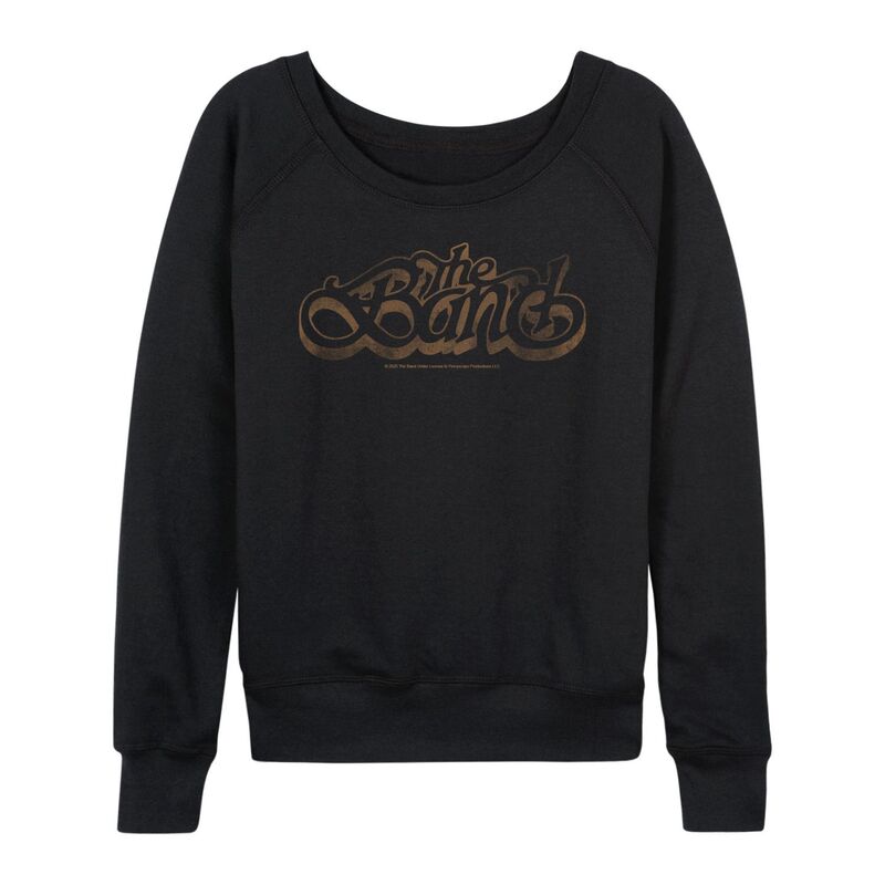 アニメキャラクター レディース トップス Tシャツ パイル ロゴ Licensed Character Women's The Band Logo Distressed French Terry Long Sleeve Tee Black ブラック