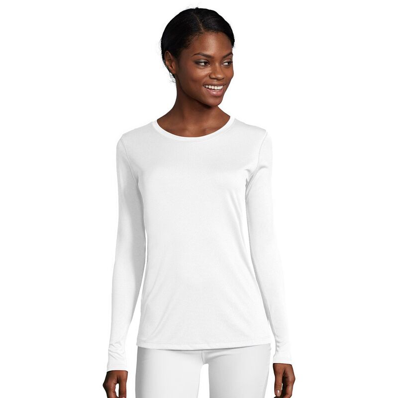 ヘインズ レディース トップス Tシャツ 長袖 Women's Hanes Cool Dri Long-Sleeve Performance Tee White ホワイト