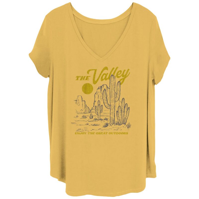 アンブランデッド レディース トップス Tシャツ プラスサイズ グラフィック Unbranded Juniors' Plusize The Valley Enjoy The Great Outdoors Graphic Tee Ochre