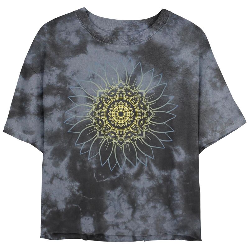 アンブランデッド レディース トップス Tシャツ クロップド グラフィック Unbranded Juniors' Henna Sunflower Cropped Graphic Tee Black Charcoal ブラック