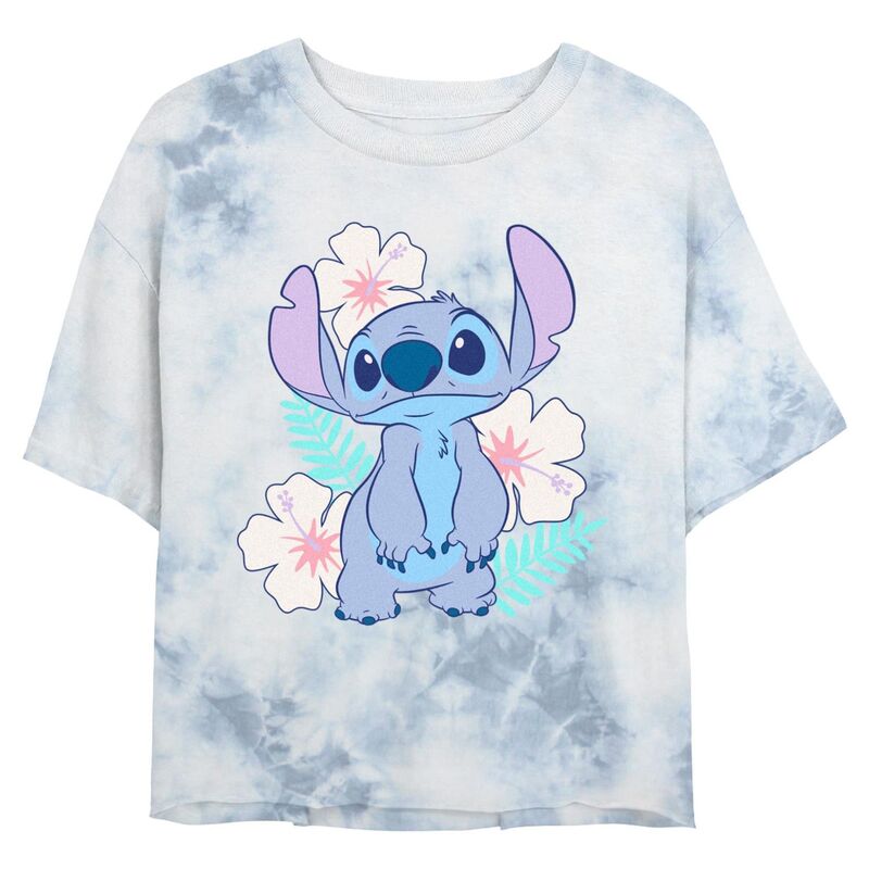ディズニー レディース トップス Tシャツ クロップド グラフィック Disney's Lilo & Stitch Tropical Flower Set Juniors' Cropped Graphic Tee White Blue ホワイト