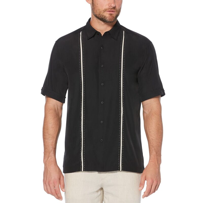 キューバベラ メンズ トップス Tシャツ ダウン Men Cubavera Classic-Fit Paneled Button-Down Shirt Black ブラック