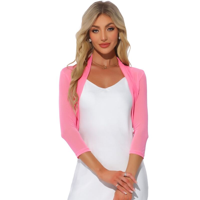 アレグラ ケー レディース アウター ニット・セーター セミシアー ALLEGRA K Women'semi Sheer Elegant Long Sleeves Bolero Shrug Tops Pinks｜ReVida 店 8,345円