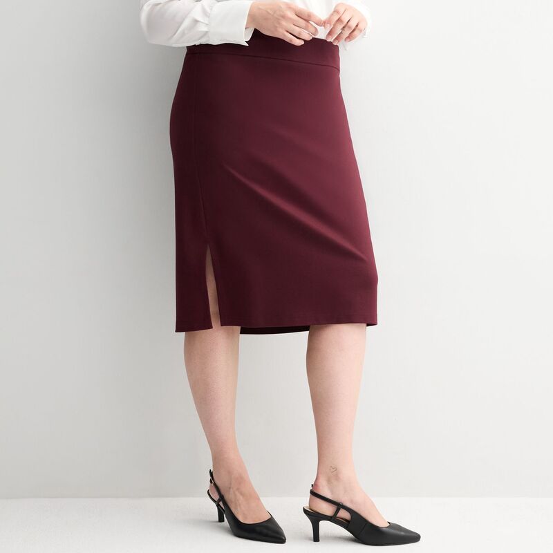 ナインウェスト レディース ボトムスカート プラスサイズ Plusize Nine West Ponte Pencil Skirt Maddie Plum プラム