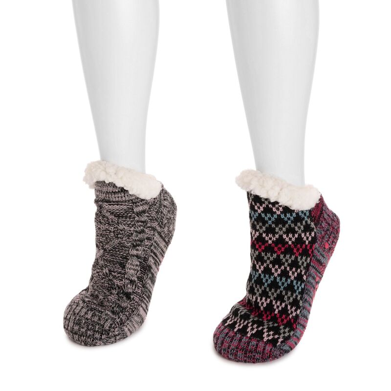 ムクルクス レディース アンダーお召しもの ソックス Women\u0027s MUK LUKS 2-Pack Short Cabin Socks Ebony