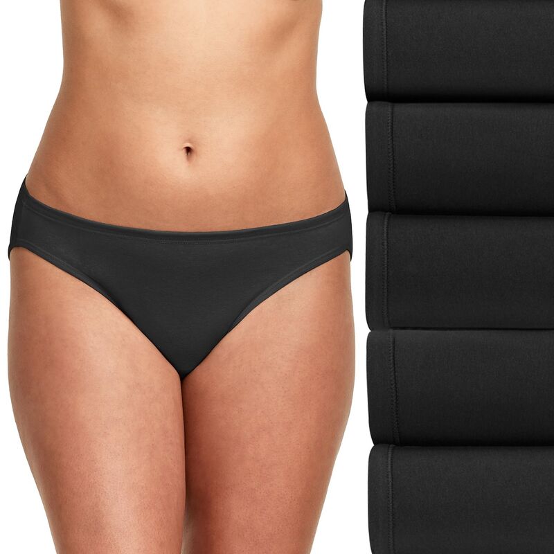 ヘインズ レディース アンダーウェア パンツ Hanes Ultimate 5-Pack ComfortSoft Stretch Bikini Underwear 42W5CS Black Asst ブラック｜ReVida 店