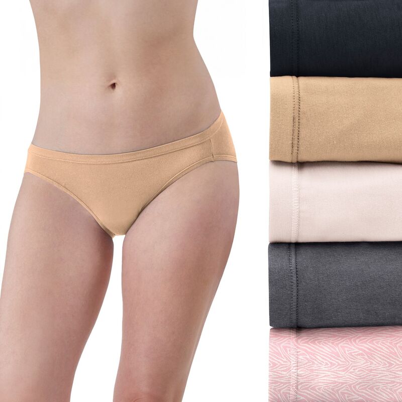 ヘインズ レディース アンダーウェア パンツ Hanes Ultimate 5-Pack ComfortSoft Stretch Bikini Underwear 42W5CS Blue Gray Leo グレー｜ReVida 店