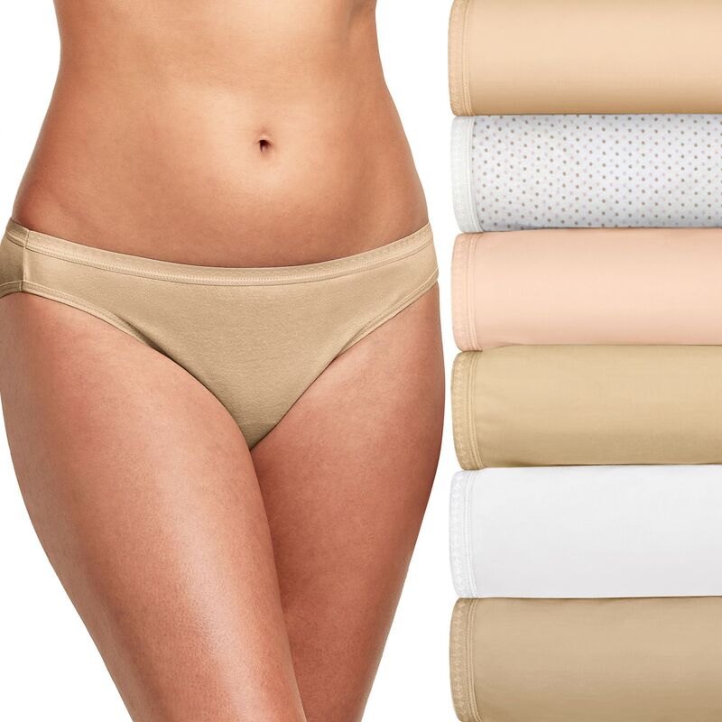ヘインズ レディース アンダーウェア パンツ コットン Hanes Ultimate Women's Breathable Cotton Bikini Underwear 6-Pack 42H6CC Nude Asst