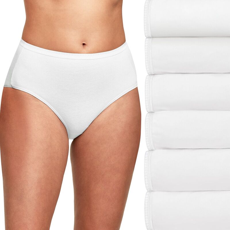 ヘインズ レディース アンダーウェア パンツ コットン Hanes Ultimate 6-Pack Breathable Cotton Brief Underwear 40H6CC White Asst ホワイト｜ReVida 店