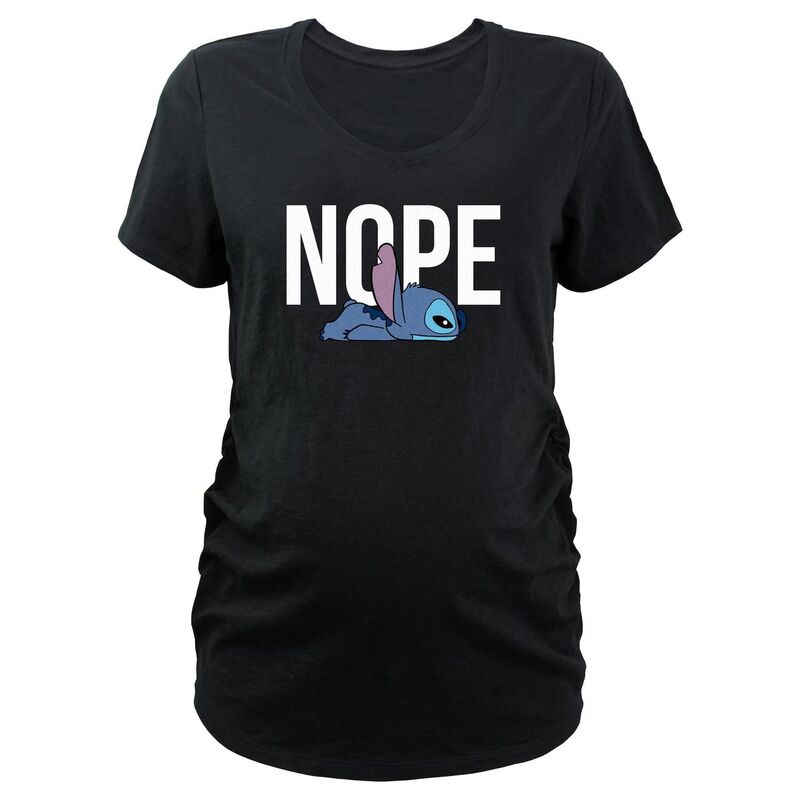アニメキャラクター レディース トップス Tシャツ Vネック マタニティ グラフィック Licensed Character Maternity Lilo & Stitch Nope Stitch V-Neck Graphic Tee Black ブラック