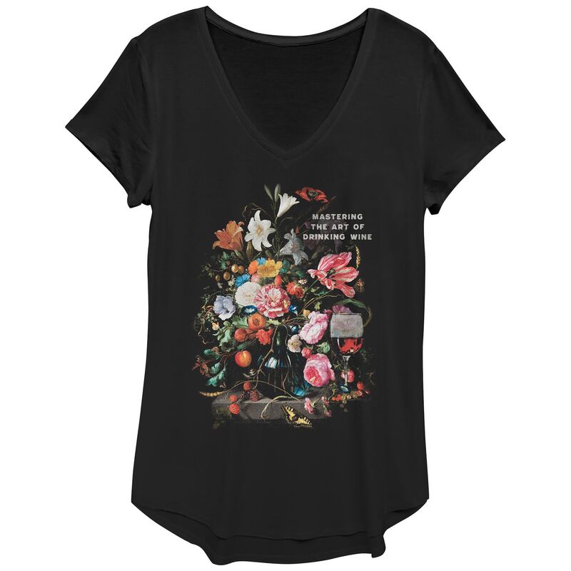 アンブランデッド レディース トップス ティーシャツ Vのど首 グラフィック Unbranded Women\u0027s Mastering The Art Of Drinking Wine V-Neck Graphic Tee Black 黒いこと トップス-Tシャツ・カットソー-レディースファッション