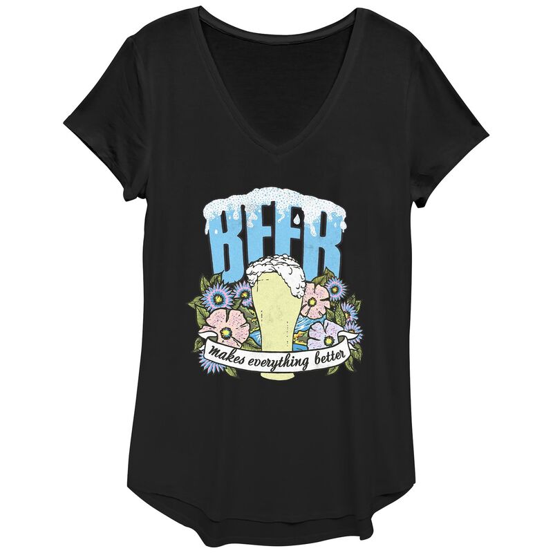 アンブランデッド レディース トップス Tシャツ Vネック グラフィック Unbranded Women's Beer Makes Everything Better V-Neck Graphic Tee Black ブラック