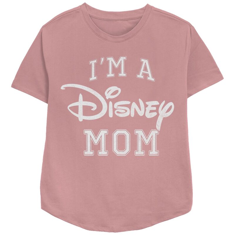 ディズニー レディース トップス Tシャツ リラックスフィット グラフィック Disney's I'm A Disney Mom Varsity Style Relaxed Fit Women's Graphic Tee Mauve