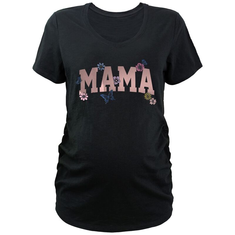 アンブランデッド レディース トップス Tシャツ Vネック マタニティ グラフィック Unbranded Maternity Mama Flowers V-Neck Graphic Tee Black ブラック