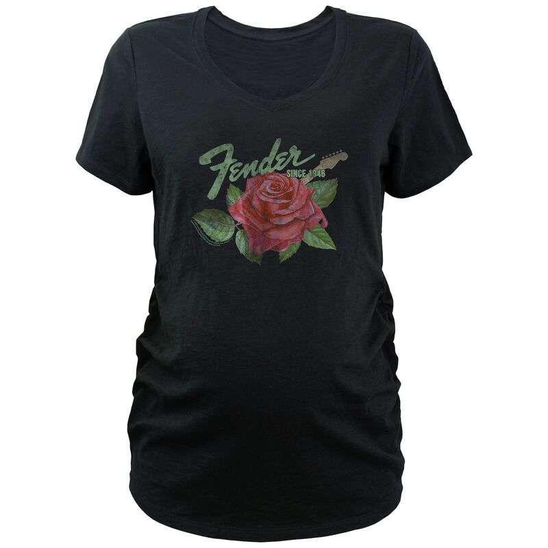 アニメ人となり レディース トップス ティーシャツ Vのど首 マタニティ ロゴタイプ グラフィック Licensed Character Maternity Fenderose Logo Since 1946 V-Neck Graphic Tee Black 黒いこと Tシャツ・カットソー-レディースファッション