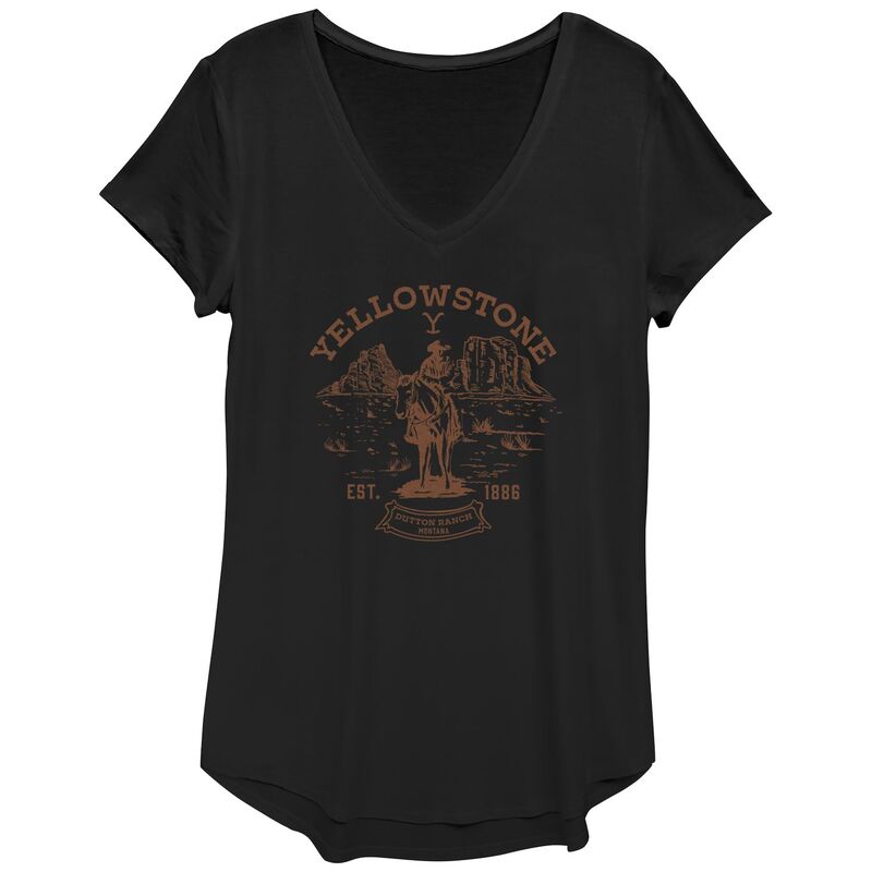 アニメキャラクター レディース トップス Tシャツ Vネック グラフィック Licensed Character Juniors' Yellowstonest. 1886 V-Neck Graphic Tee Black ブラック