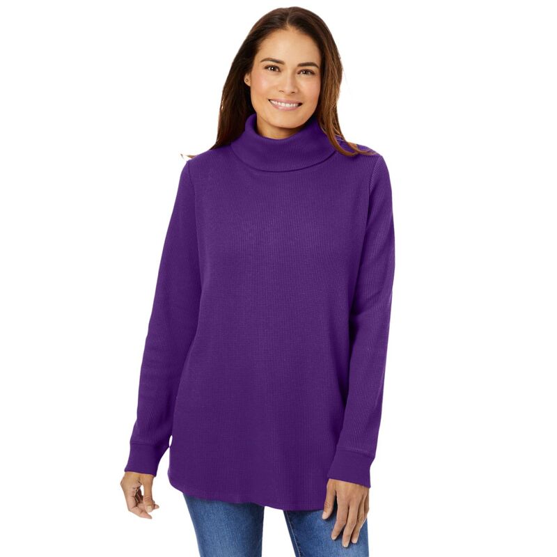 ウーマン ウィズイン レディース トップス Tシャツ タートルネック プラスサイズ Woman Within Plusize Thermal Turtleneck Radiant Purple パープル｜ReVida 店