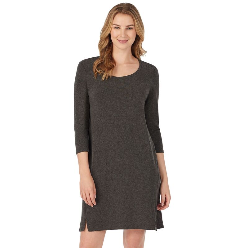 クドルドッズ レディース アンダーウェア ナイトウェア シャツ Women ’ s Cuddl Duds Essentials 3/4 Sleeve Sleepshirt Charcoal Heather チャコール