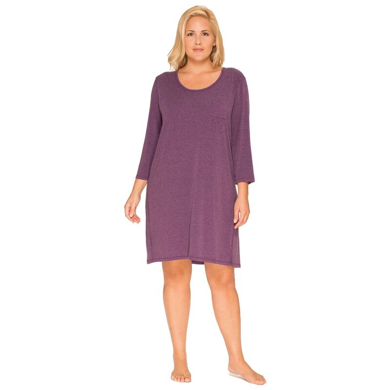 クドルドッズ レディース アンダーウェア ナイトウェア プラスサイズ シャツ Plusize Cuddl Duds Essentials 3/4 Sleeve Sleepshirt Plum プラム|ReVida 店