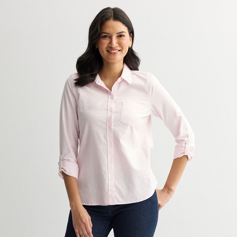 クロフト＆バロー レディース トップス シャツ ボタンダウン Women's Croft & Barrow Essential One Pocket Button Down Shirt Pink Veranda ピンク