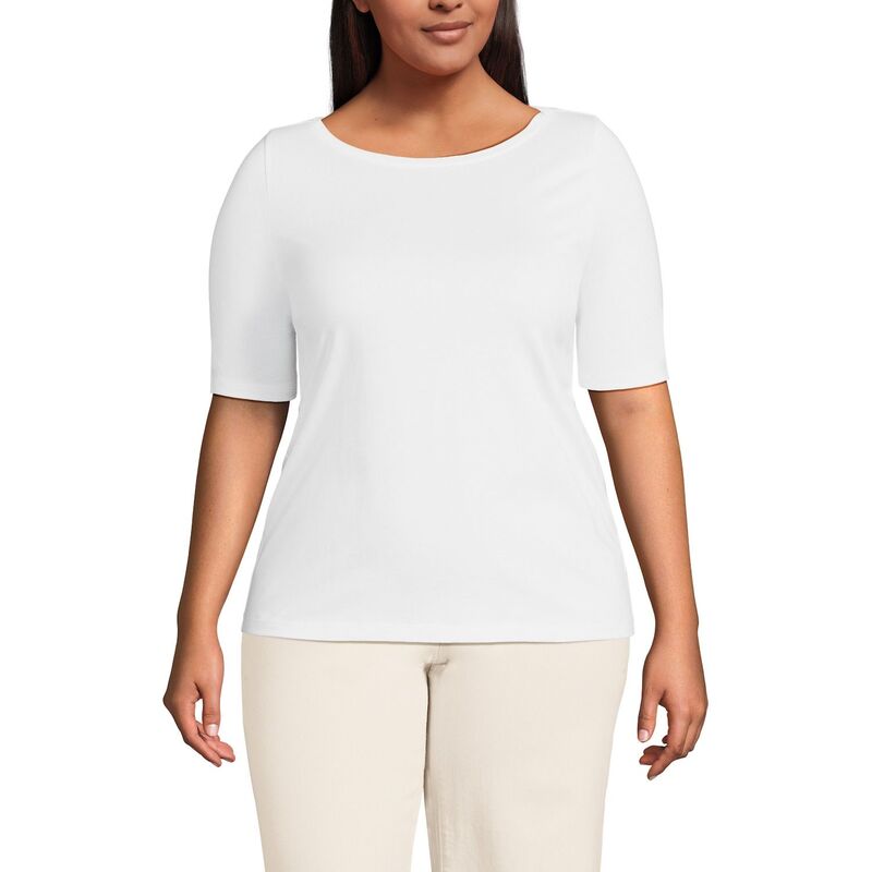 ランズエンド レディース トップス Tシャツ プラスサイズ Plusize Lands' End Supima Top White ホワイト
