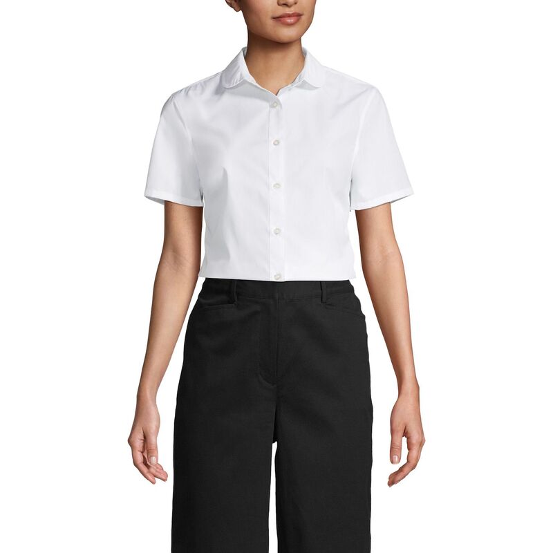 ランズエンド レディース トップス シャツ Women's Lands' End School Uniform Peter Pan Collar Broadcloth Shirt White ホワイト｜ReVida 店