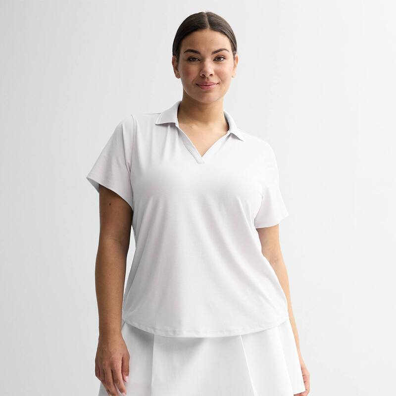 Tek Gear レディース トップス Tシャツ ポロシャツ プラスサイズ メッシュ Plusize Tek Gear Sport Gear Grid Mesh Polo Modern White ホワイト