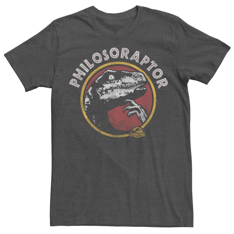 アニメキャラクター メンズ トップス Tシャツ トール Licensed Character Big & Tall Jurassic Park Philosoraptor Pose Humor Tee Charcoal Heather チャコール
