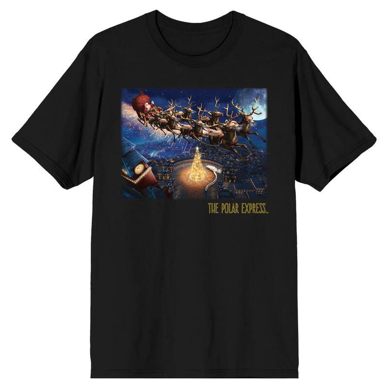 アニメキャラクター メンズ トップス Tシャツ Licensed Character Men's Polar Expressantasleigh Tee Black ブラック