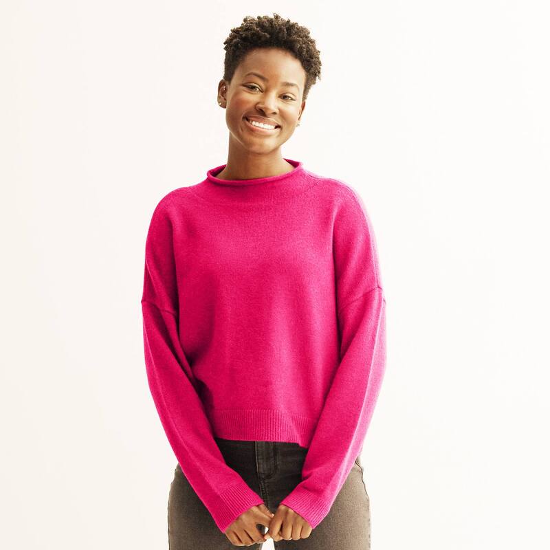 ソノマ レディース アウター ニット・セーター スタンドネック Women'sonoma Goods For Life Funnel Neck Sweater Bright Pink ピンク