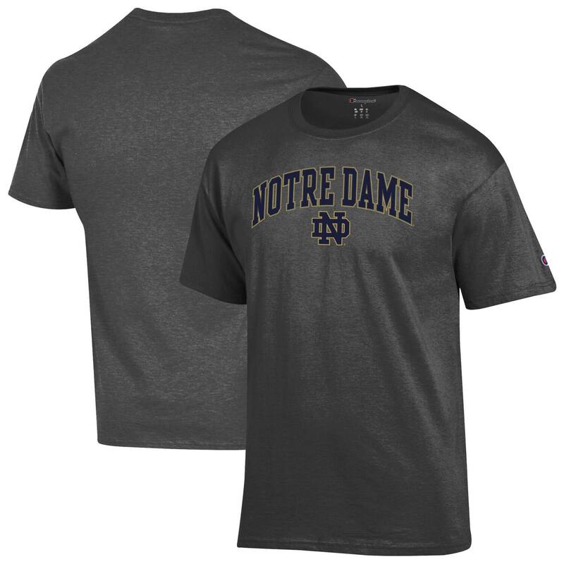 チャンピオン メンズ トップス Tシャツ ロゴ Men Champion Heather Charcoal Notre Dame Fighting Irish Arched Logo T-Shirt Ntd Charco チャコール