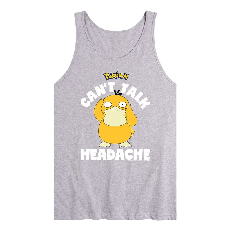 アニメキャラクター メンズ トップス Tシャツ Licensed Character Men's Pokemon Psyduck Headache Tank Top Gray グレー