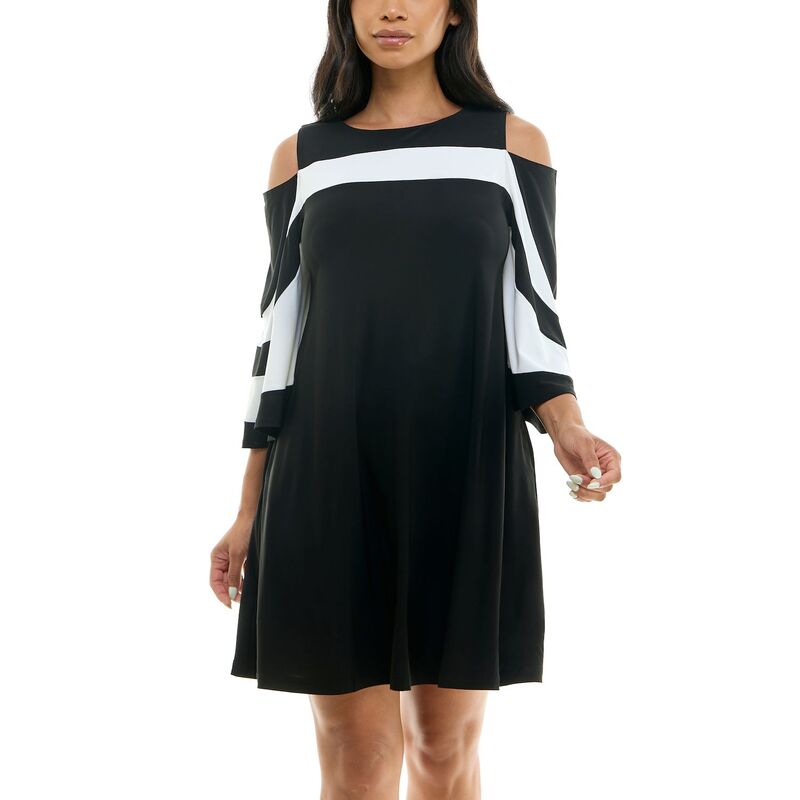 ニナレオナルド レディース トップス ワンピース ドレープ Women's Nina Leonardraped Sleeve Cold-Shoulder Dress Ivory アイボリー