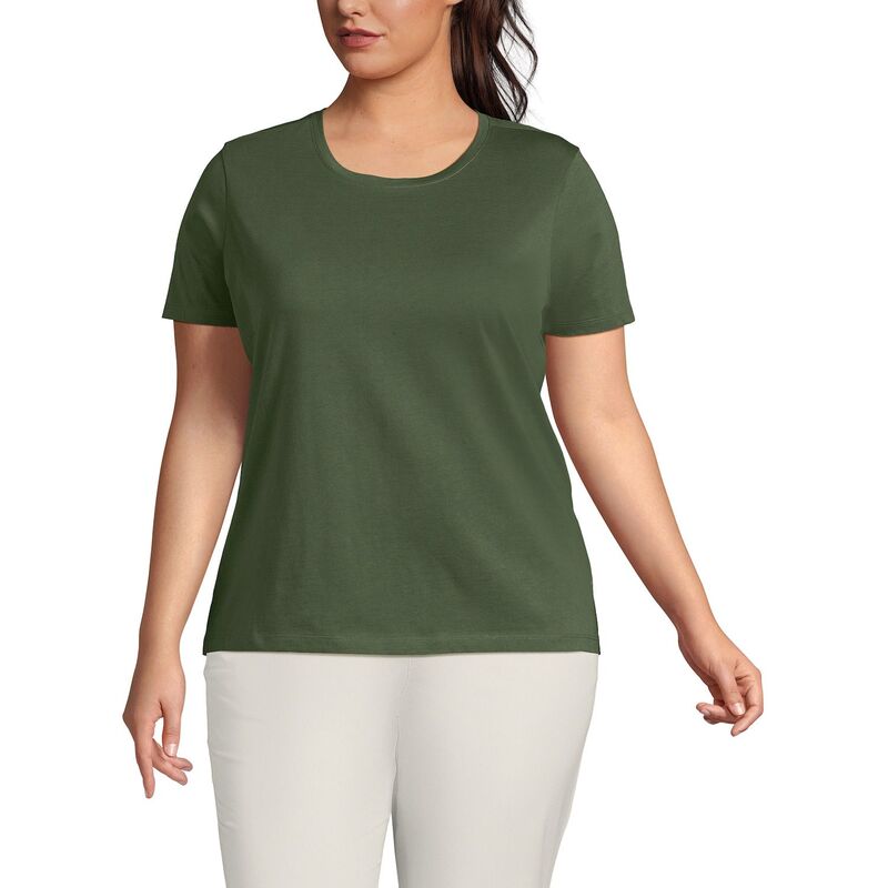 ランズエンド レディース トップス Tシャツ クルーネック プラスサイズ コットン Plusize Lands' End Relaxed Supima Cotton Crewneck Teestate Green グリーン