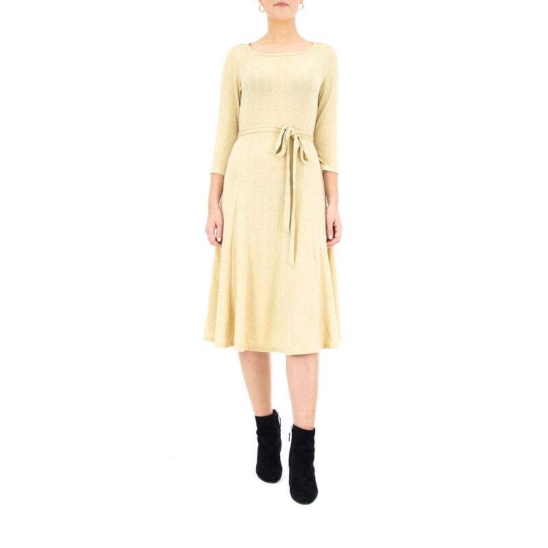 ニナレオナルド レディース トップス ワンピース ミディ Women's Nina Leonard Sylvia Lurex Midi Dress Gold ゴールド